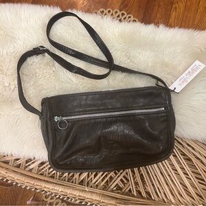 Vintage black leather crossbody purse
